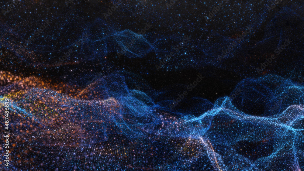 Poster abstract particle waves with depth of field effect