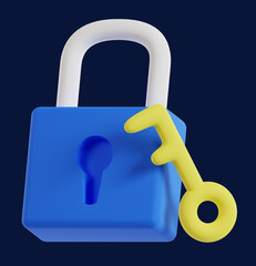 3D Lock Secure Icon Illustration