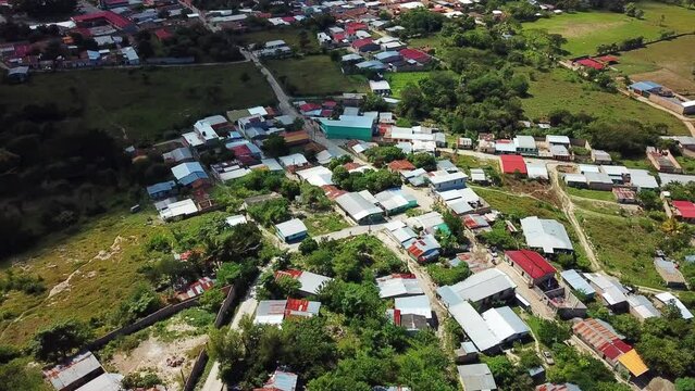 Vista a&eacute;rea de dron de Nueva Ocotepeque, una ciudad y municipio ubicado en el departamento de Ocotepeque, en Honduras. Este lugar se encuentra cercano a las fronteras de Guatemala y El Salvador.