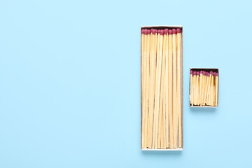 Matchboxes with different matches on color background