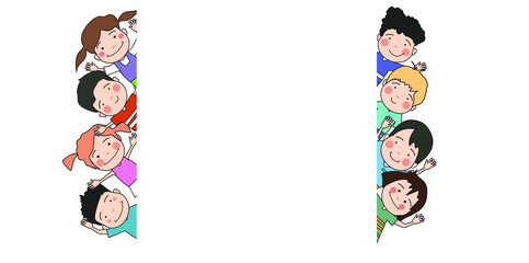 Young children's characters. Character illustration of boys and girls gathered for daycare centers.