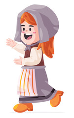 Kids girl wearing european traditional costume fashion germany scandinavian festive country