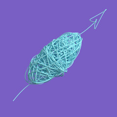  complicated way through  tangled knot  - 3d illustration