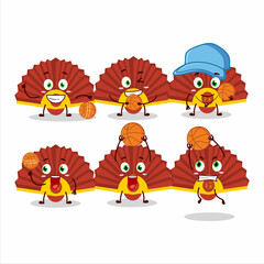 Talented red chinese fan cartoon character as a basketball athlete