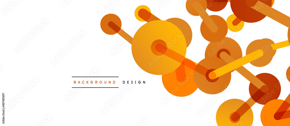 Aufkleber line points connections geometric abstract background. circles connected by lines. trendy techno bus