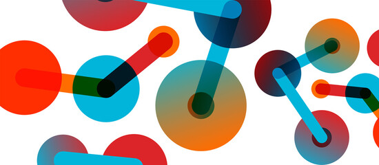 Line points connections geometric abstract background. Circles connected by lines. Trendy techno business template for wallpaper, banner, background or landing
