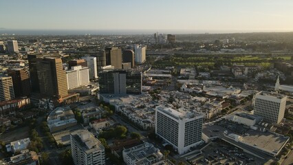 Fototapeta na wymiar Century City & Westwood in Los Angeles California Drone Aerial 4K Footage