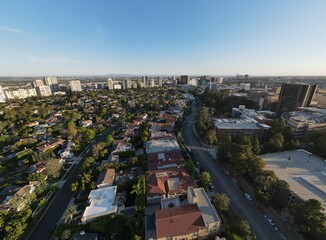 Fototapeta premium Century City & Westwood in Los Angeles California Drone Aerial 4K Footage