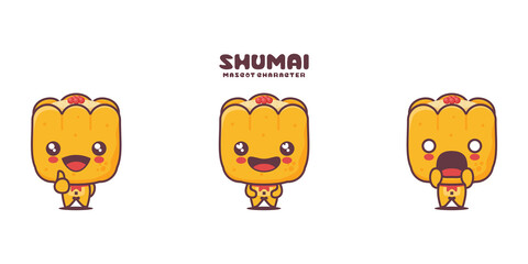 vector shumai cartoon mascot, asian dumpling illustration, with different expressions