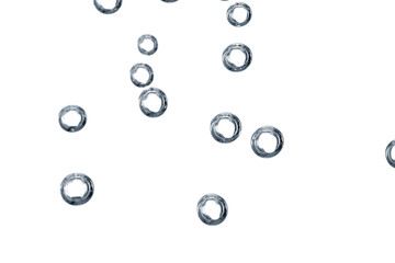 Clear water with air bubbles on white background