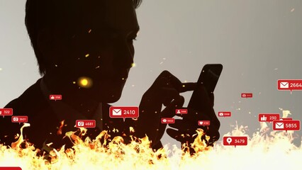 Flaming on social media concept. Viral marketing.