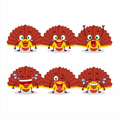 Cartoon character of red chinese fan with smile expression