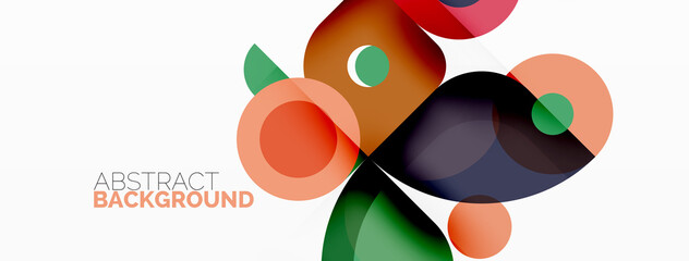 Colorful round shapes, circles and triangles background. Minimal geometric template for wallpaper, banner, presentation