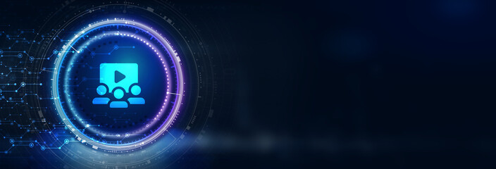 Business, Technology,Internet and network concept. E-learning Education Internet Technology Webinar Online Courses concept. 3D illustration