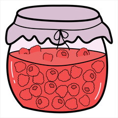 Jar of strawberry jam on a white background. EPS 10 + JPG.