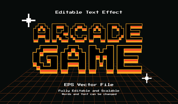 Arcade Game 3D game pixel editable text effect