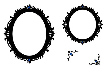 Antique picture frame silhouette (with blue jewels)