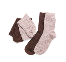 Warm socks isolated on white background