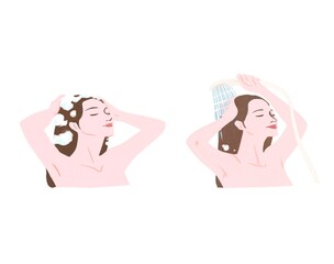 シャンプーをする女性