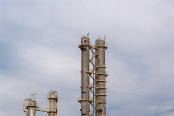 Oil refining. Factory with pipes.