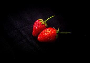 strawberries on black background fruit red fruit
