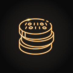 Neon digital token icon in line style