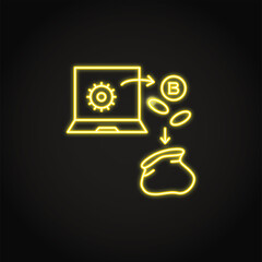 Neon cryptojacking icon in line style