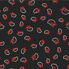 Line Dreams icon isolated seamless pattern on black background. Sleep, rest, dream concept. Resting time and comfortable relaxation. Vector