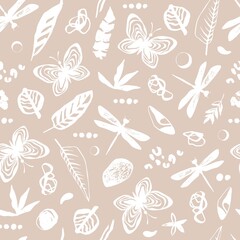 Vintage seamless pattern with butterflies. - 487497440