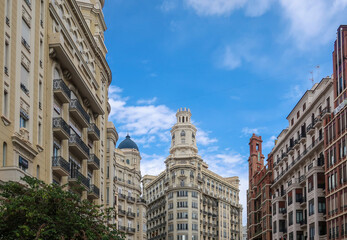 Fototapeta na wymiar Beautiful old buildings in the city centre of Valencia, Spain