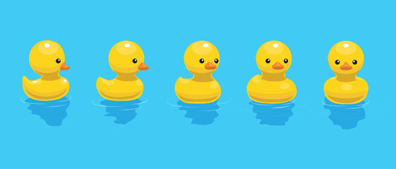 Rubber Duckling Spinning Cute Cartoon Vector Illustration Animation Frame