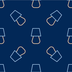 Line Table lamp icon isolated seamless pattern on blue background. Vector