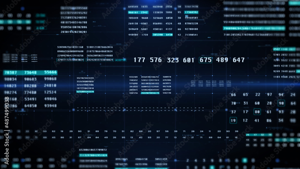 Aufkleber HUD Cyber Statistic Decimal Number Data Sampling Monitoring Control Display Illustration Background