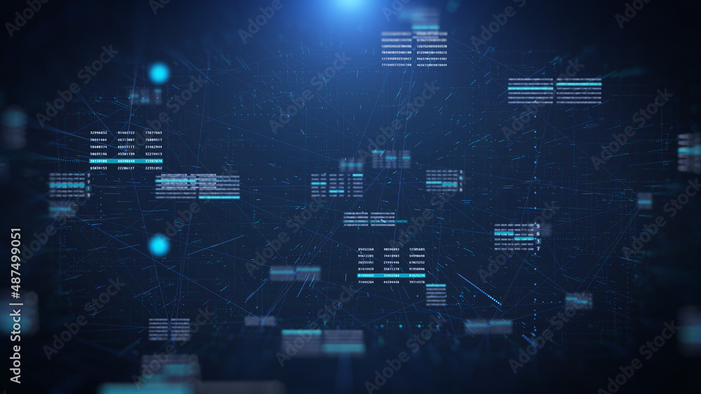 Poster HUD UI Digital Data Futuristic Numeric Test Sequence Simulation Concept Illustration Background.