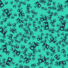 Black Online class icon isolated seamless pattern on green background. Online education concept. Vector