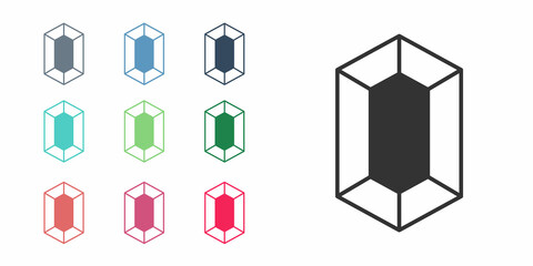 Black Gem stone icon isolated on white background. Jewelry symbol. Diamond. Set icons colorful. Vector