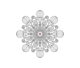 Mandala circle line shape as beautiful black and whtie decoration on white background