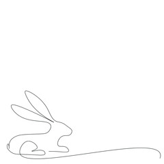 Bunny silhouette line drawing vector illustration