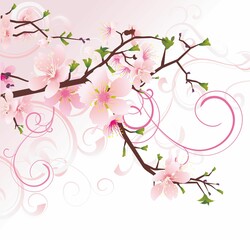 girl swing and sakura (blossoming cherry)