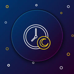 Line Time to sleep icon isolated on blue background. Sleepy zzz. Healthy lifestyle. Colorful outline concept. Vector