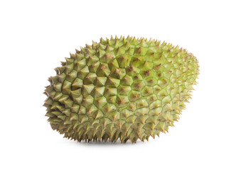 One whole ripe durian isolated on white