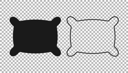 Black Rectangular pillow icon isolated on transparent background. Cushion sign. Orthopedic pillow. Vector