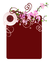 floral background with coffee and place for your text