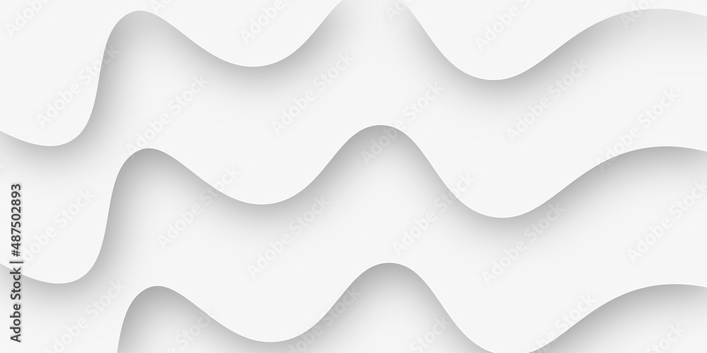 Poster abstract curve wave pattern 3d papercut white background. Seamless smooth lines curve to form a surface of light and shadow as a concept of architectural background. 