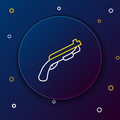 Line Police shotgun icon isolated on blue background. Hunting shotgun. Colorful outline concept. Vector