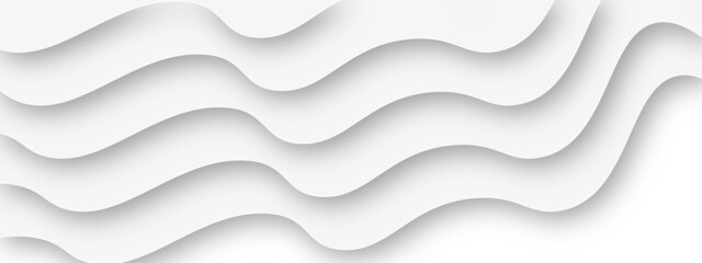 abstract curve wave pattern 3d papercut white background. Seamless smooth lines curve to form a surface of light and shadow as a concept of architectural background. 