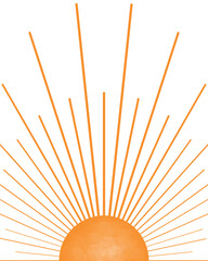 Boho Orange Sun Burst Illustration Print, Boho Minimalist Printable Wall Art, Geometric Abstract Sunset Print Bohemian Art Work Vertical