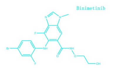 Binimetinib, also known as Mektovi and ARRY-162, is an anti-cancer small molecule that was developed  treat various cancers
