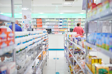 Theres one for every illness. An aisle in a pharmacy.
