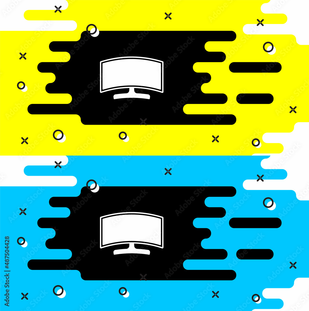 Poster white computer monitor icon isolated on black background. pc component sign. vector
